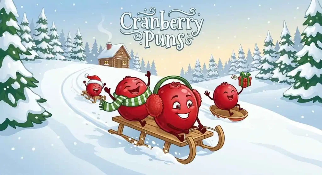 Cute cranberries playing in snow