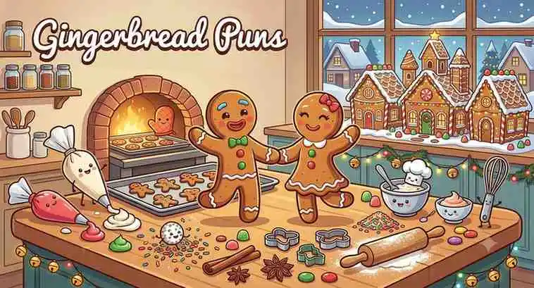 Cute gingerbread cookies dancing