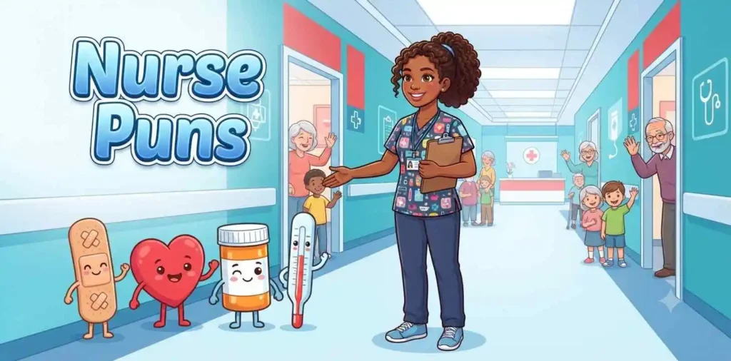 Smiling cartoon nurse helping