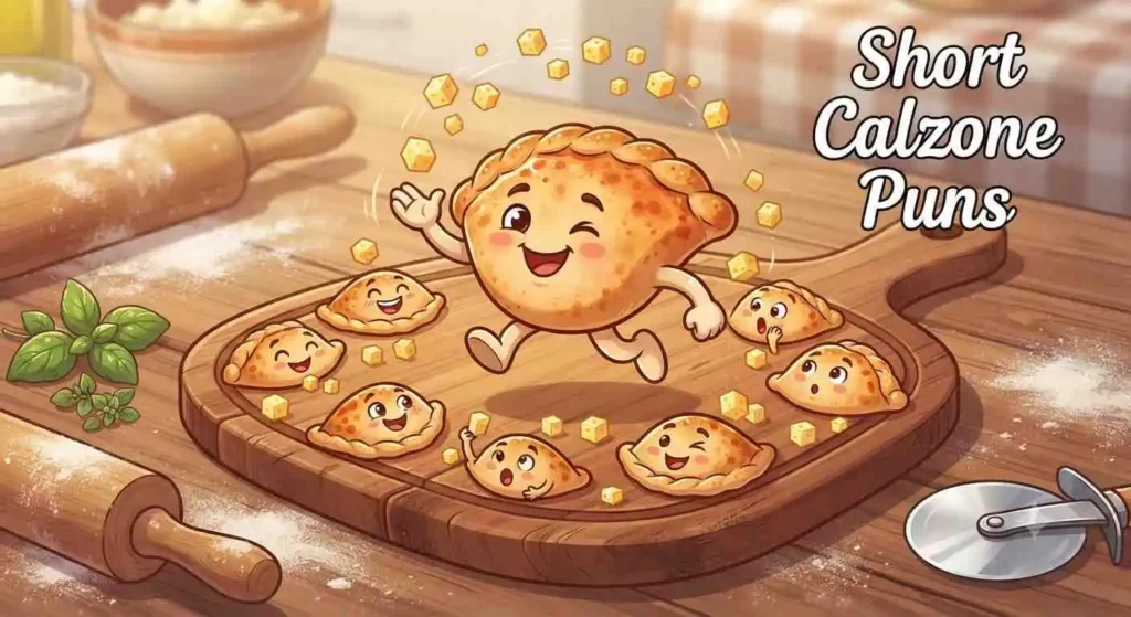 Cute calzone jumping happily