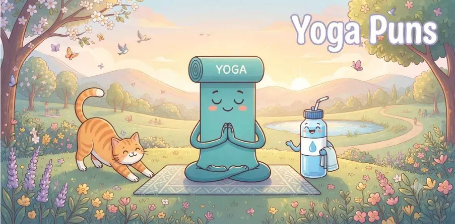Cute yoga mascot meditating outdoors